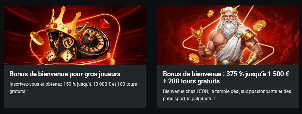 Bonus et promotions Leon Casino